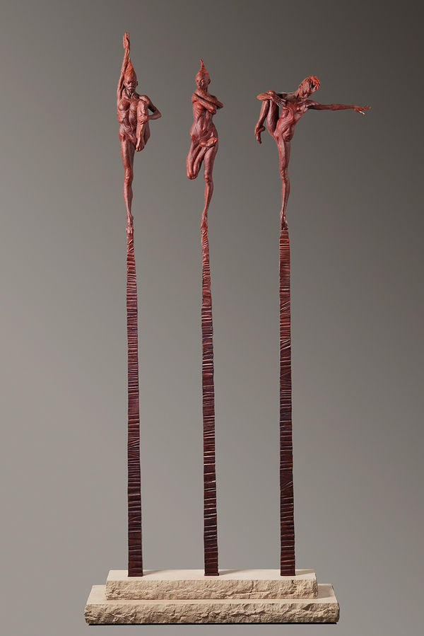 Richard MacDonald, Contemporary Nude Spire Column Suite I, II, III, Red, 2015