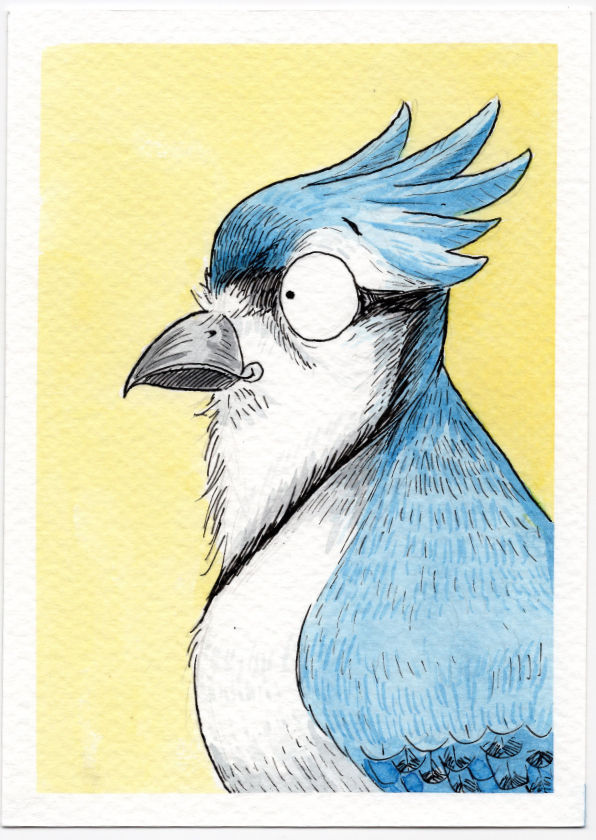 buy art by Artist Gary Miller, Giddy Monster, highlands Scotland Scottish watercolour ink animal stylized humerous alchemist gallery dingwall im cerulean jacob