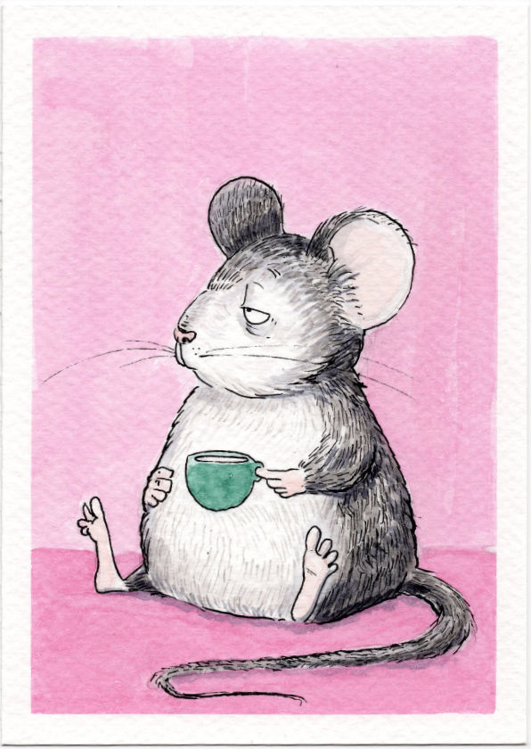 buy art by Artist Gary Miller, Giddy Monster, highlands Scotland Scottish watercolour ink animal stylized humerous alchemist gallery dingwall time to nap