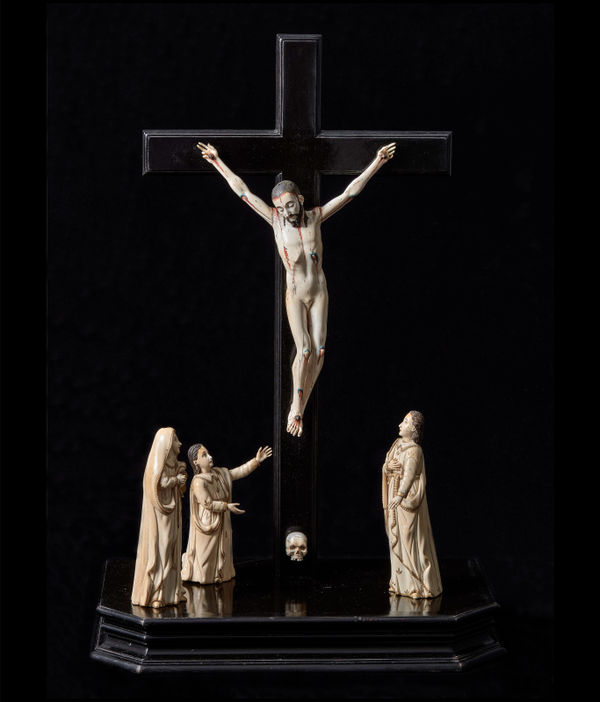 CALVARY WITH JESUS CHRIST, MATER DOLOROSA, Unidentified artist, Spanish-Filipino, 17th Century