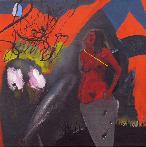 Geburt 2020 Harz, Dispersion, Oil on canvas 40 x 40 cm