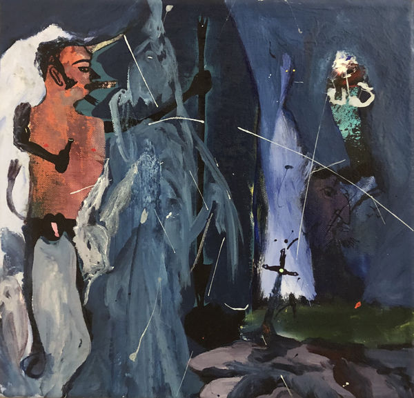 I Believe 2020 Dispersion, Harz, Oil on canvas 30 x 30 cm