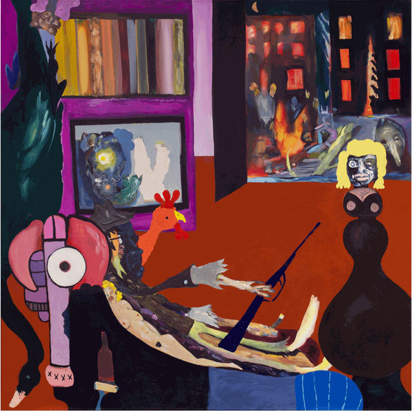 Piano Nobile 2019 Gouache, resin, egg tempera, dispersion, cop- per oxidation, oil on canvas 190 x 190 cm