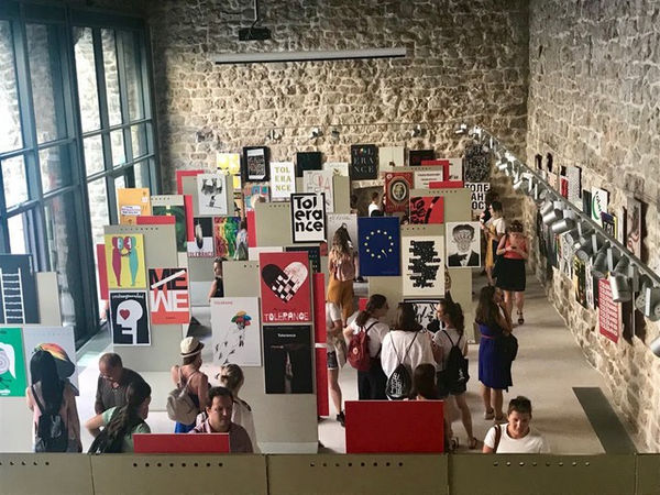 Exhibition installation of the Tolerance Poster Show in Dubrovnik