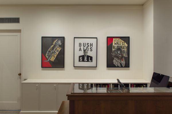 Installation photos of the exhibition "Sue Coe: It Can Happen Here," Galerie St. Etienne, New York, September 14 through December 30, 2020