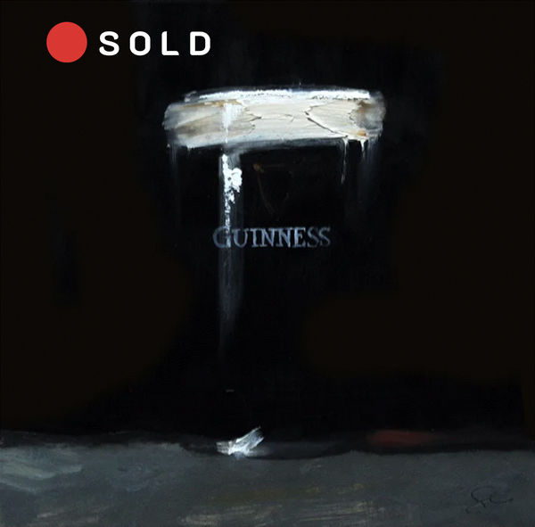 Pint of Guinness Oil Painting on panel by artist Stephen Charlton