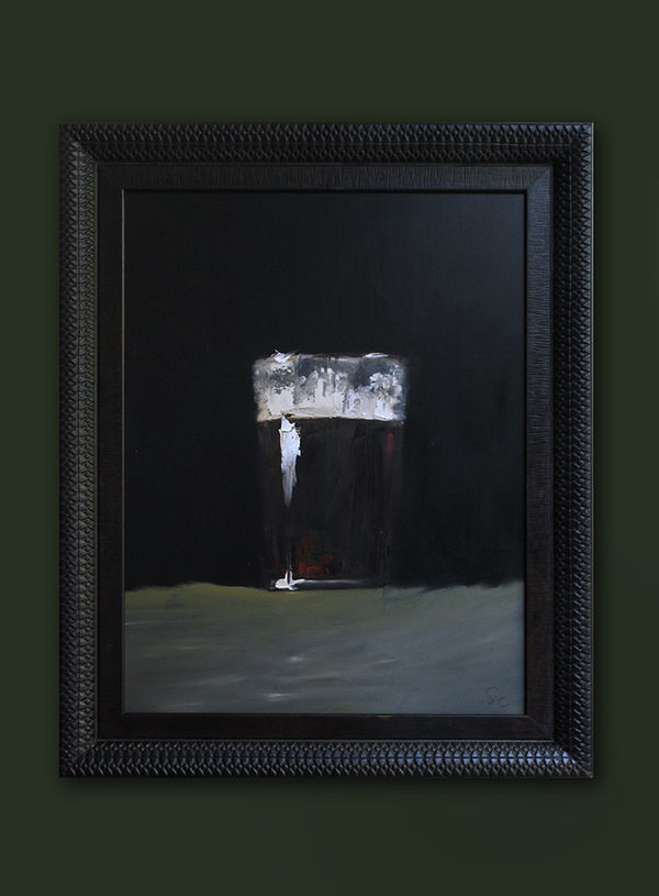 Large Pint of Ale Oil Painting on panel by artist Stephen Charlton