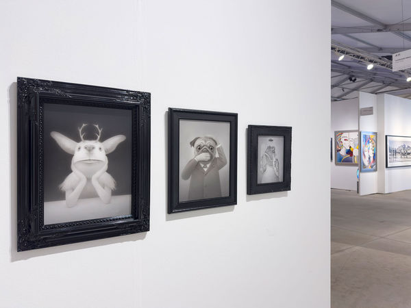 Installation view of the Harman Projects booth at Context Art Miami 2025 featuring Travis Louie.