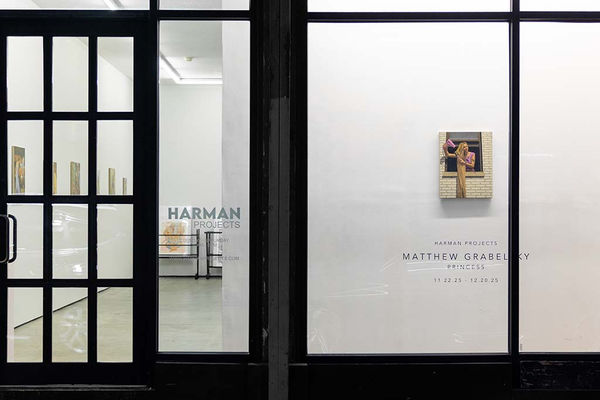 Photo of Harman Projects Gallery window and Matthew Grabelsky princess painting