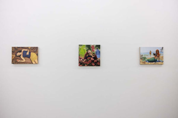 Photo of Matthew Grabelsky princess paintings hanging on white wall