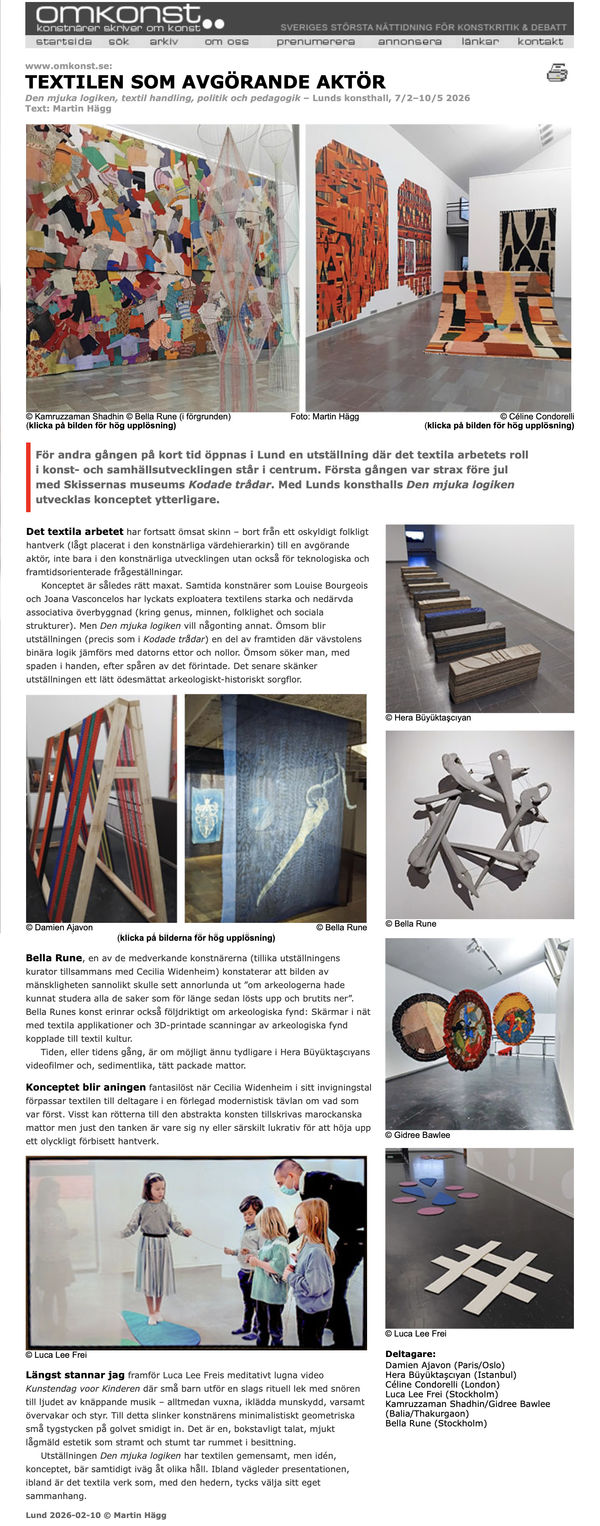 Review in Omkonst, Bella Rune, Martin Hägg, Omkonst. February 10, 2026