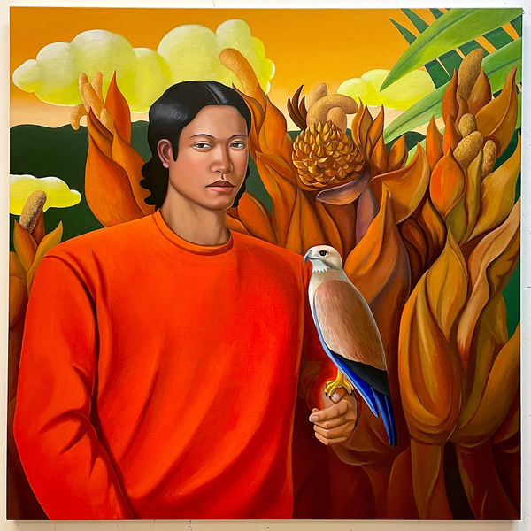 Tang Shuo, Falconer, 2023, oil on linen, 120 x 120 cm
