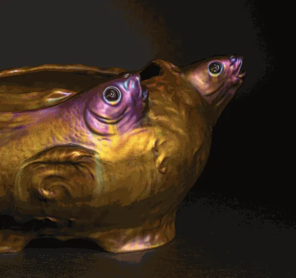Zsolnay Pecs, Centerpiece Fish Bowl, 1899-1909