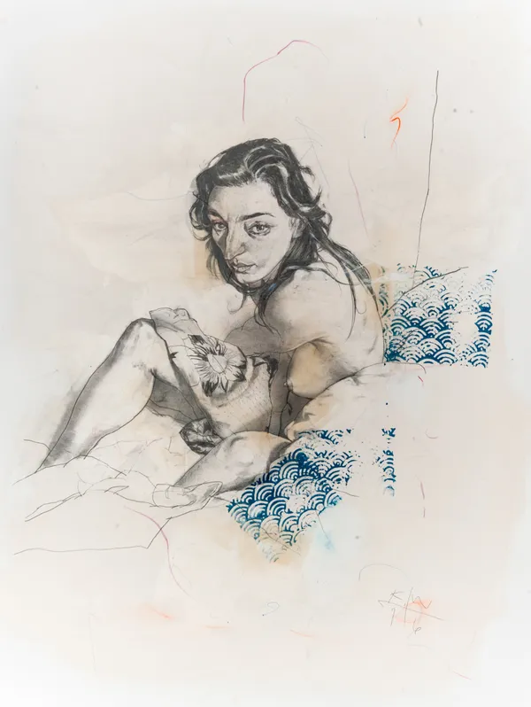 Kent Williams, Nude with Pattern, 2016