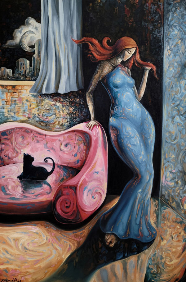 Darwin Leon In The Middle of The Night Oil on Canvas 36x24 in