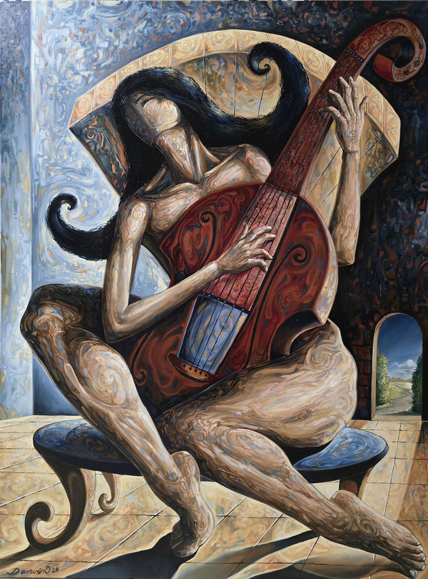 Darwin Leon Melodic Embrace Oil on Canvas 48x36 in