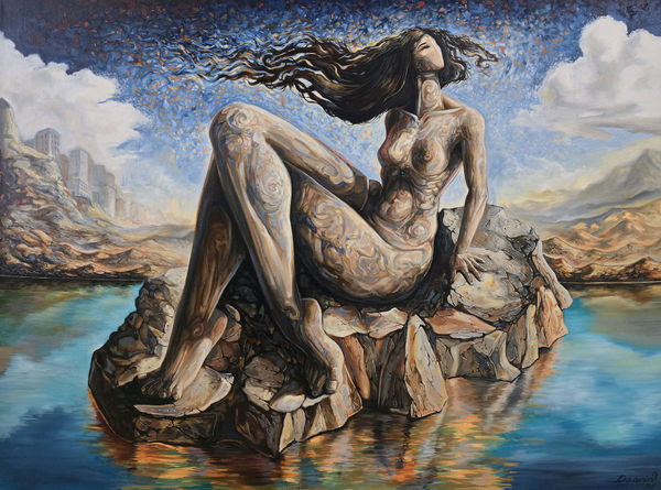 Darwin Leon Muse of The Rocks Oil on Canvas 36x48 in