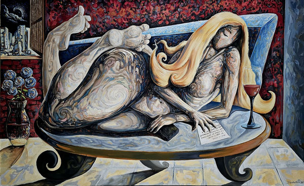 Darwin Leon The Note Oil on Canvas 24x48 in