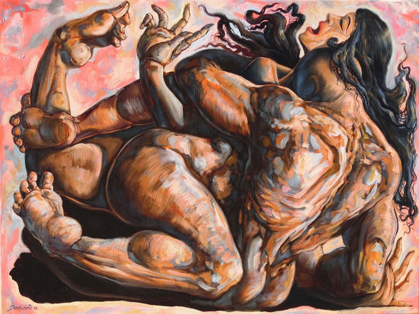 Darwin Leon Consciousness Being Raped by Ego Oil on Canvas 30x40 in