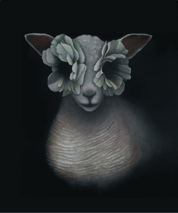 Caroline Gaudreault Lamb in the Dark Acrylic on Panel 24x20 in