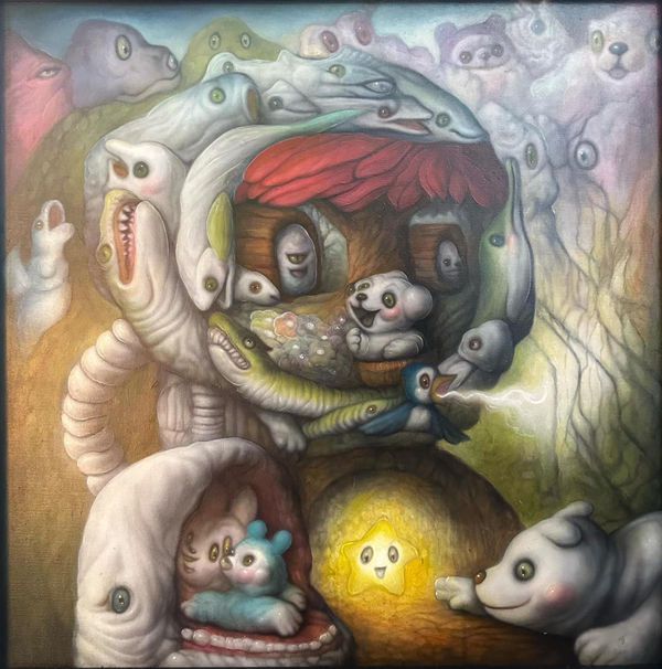 Froilan Calayag Anti-Fear Suit: Fish & Flowers Oil on Canvas 24x24 in