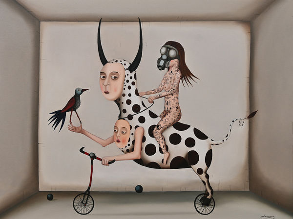 Marcelo Suaznabar A donde vas Oil on Canvas 23 1/2x31 in