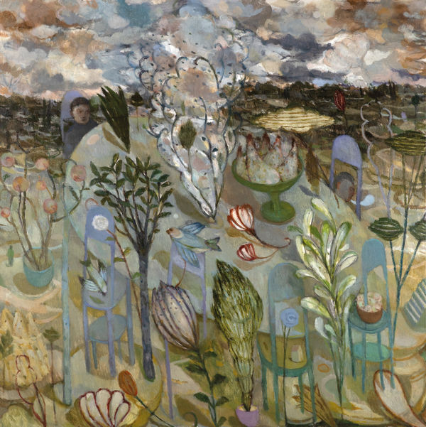 Lone Diner Oil on canvas 100 x 100 cm Joe Fan, RSA