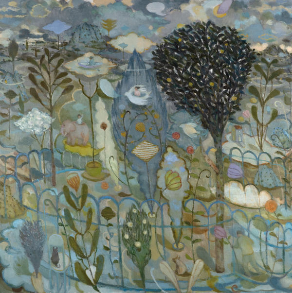 A Day in the Park Oil on canvas 100 x 100 cm Joe Fan, RSA