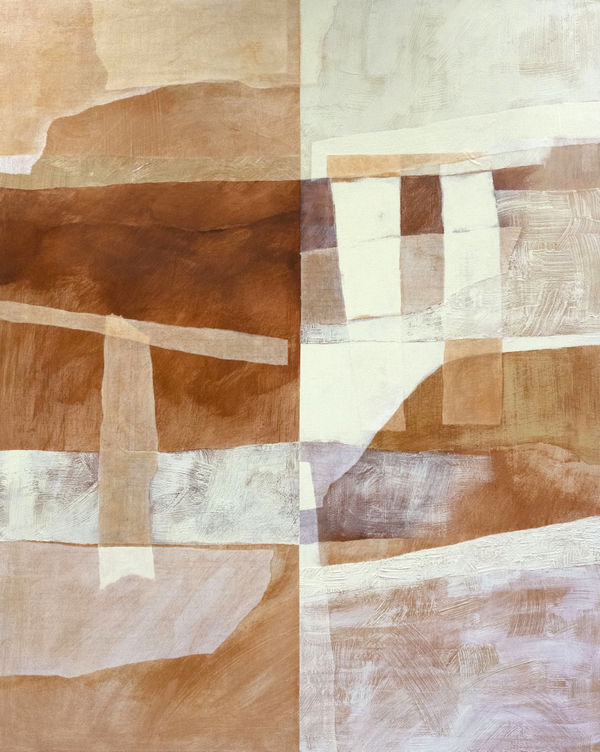 Rooftop Ruins Acrylic, modelling paste, clay and rice paper on board 100x80cm Hannah Benassi