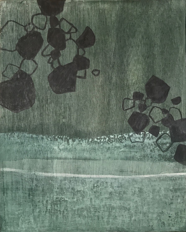 Unquarried Stone Oil, resist and graphite on wood 35 x 28cm Susie Leiper