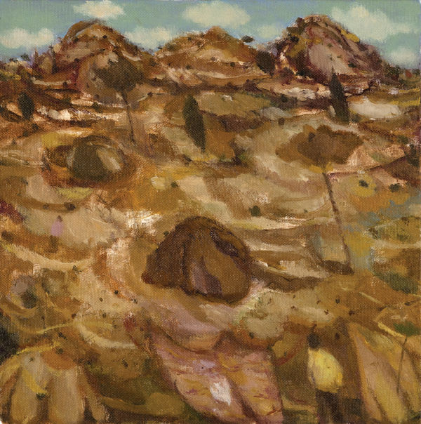 Dog Walker Oil on canvas 30 x 30 cm Joe Fan, RSA