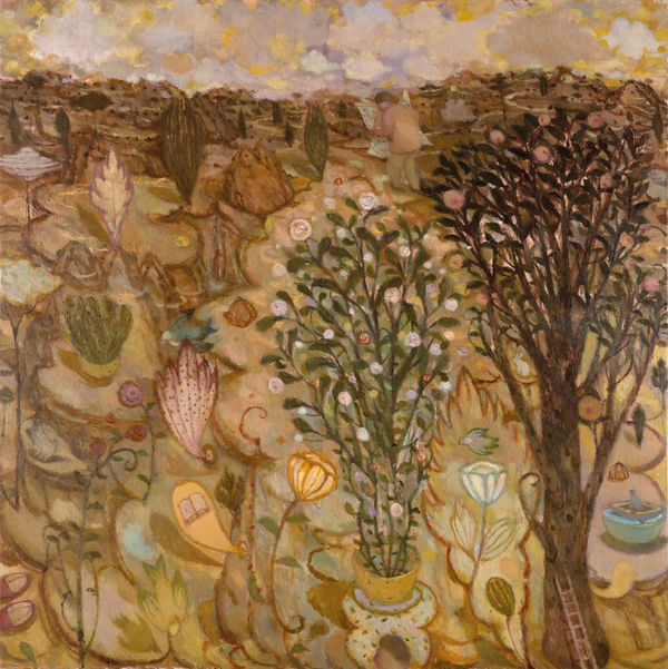 Looking for Missing Slippers Oil on canvas 100 x 100 cm Joe Fan, RSA