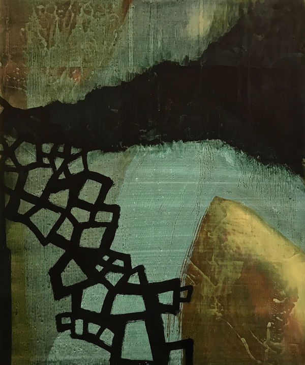 Prodigal Cascade Oil and casein paint on wood 36 x 30cm Susie Leiper