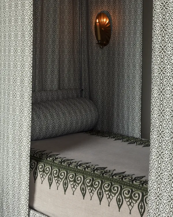 Lulu Lytle of Soane Britain invited me to analyse an antique Egyptian tent panel. This conversation led to an exciting collaboration, resulting in a unique geometric design being developed exclusively for Soane. The pattern, titled Rumi , is now available at Soane. Image Courtsey of Soane Britain.