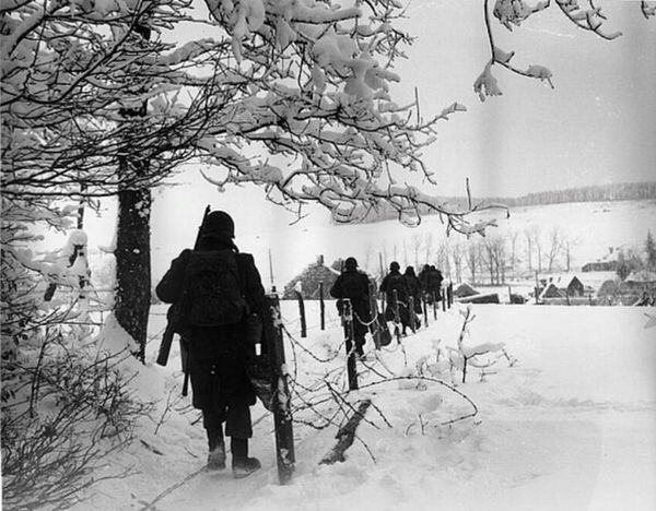 Troops Of The 3rd U S Army Are Seen As They March Toward The Village Of Lutrebois Near Bastogne On January 25 1945, During The Battle Of The Bulge. AP Photo