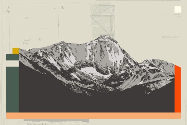 Evan Hecox Capitol Peak Sketch, 2023 Paper Collage and Acrylic on Panel 60 x 96 in