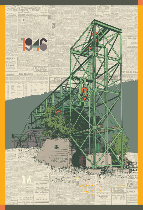 Evan Hecox Lift One Sketch, 2023 Paper collage and acrylic on wood panel 60 x 48 in