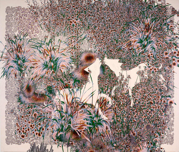 Andy Millner Floating World (Hounds), 2019 Pigment ink drawing on mulberry paper 68 x 81 in