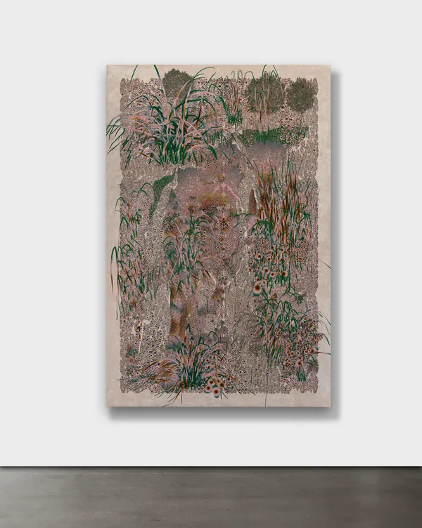 Andy Millner Waterfall, 2025 Pigment ink drawing on mulberry paper 72 x 48 in 182.9 x 121.9 cm