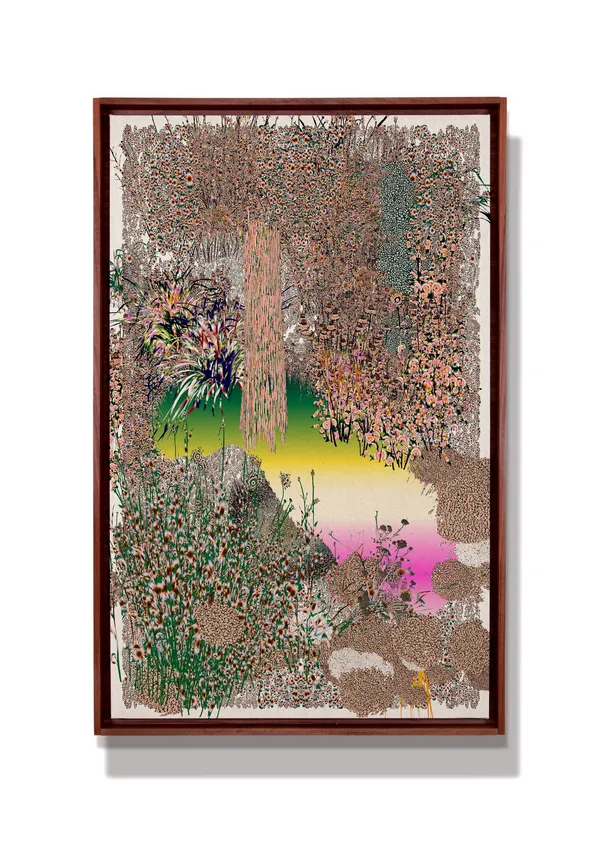 Andy Millner Waterfall 3, 2025 Pigment ink drawing on mulberry paper 47 1/2 x 31 1/2 in 120.7 x 80 cm