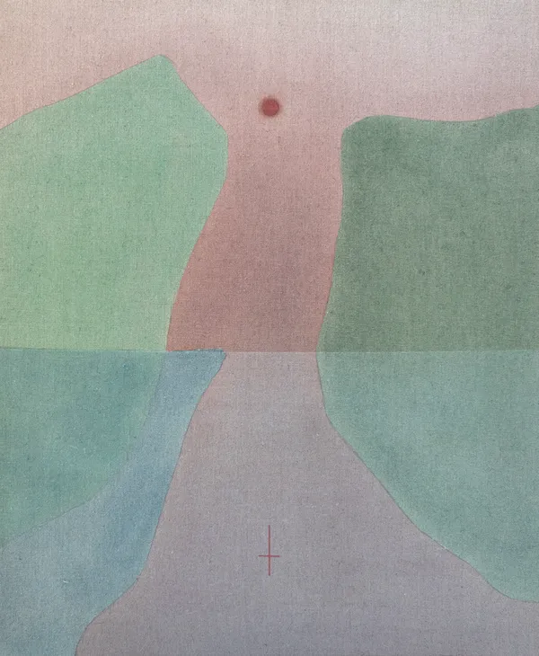 Rachel Garrard Descending, 2024 Quartz and rock powder pigment on linen 32 x 26 in 81.3 x 66 cm