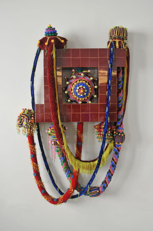 Joana Vasconcelos Porto Wine, 2015 Viúva Lamego hand-painted tiles, handmade woollen crochet, ornaments, polyester, iron 206 x 130 x 30 cm