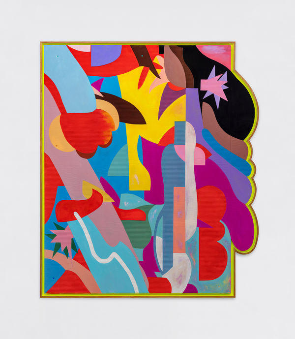 Assume Vivid Astro Focus Parada Vertical, 2024 Acrylic on duplex sheet of corrugated kraft paper 204 x 172 x 4 cm