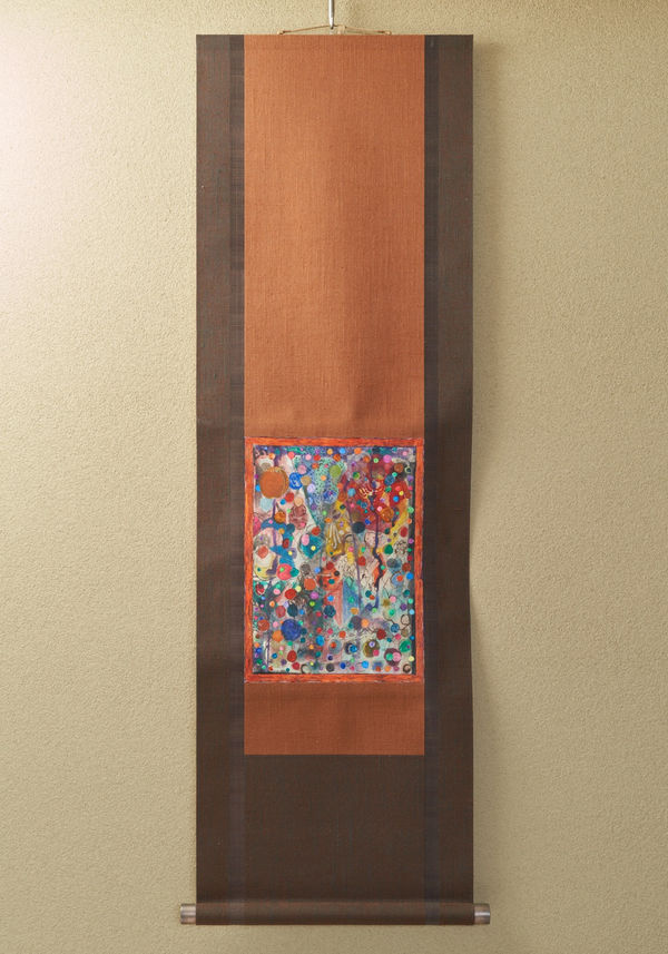 目玉たち 2023, 軸、水彩、アクリル、油彩/ Scroll, watercolor, acrylic, oil paint H111 × W38.7 cm