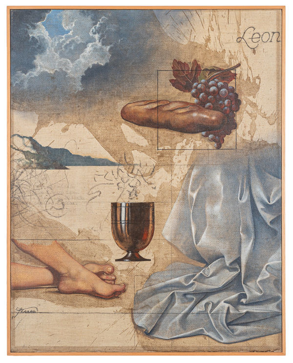 Sergio Ferro Nature morts au pain et aux raisins, S.D. Acrílica sobre linho 92 x 73 cm