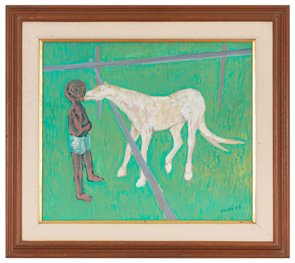 Fang Cavalo e garoto, 1973 Óleo sobre tela 46 x 55 cm