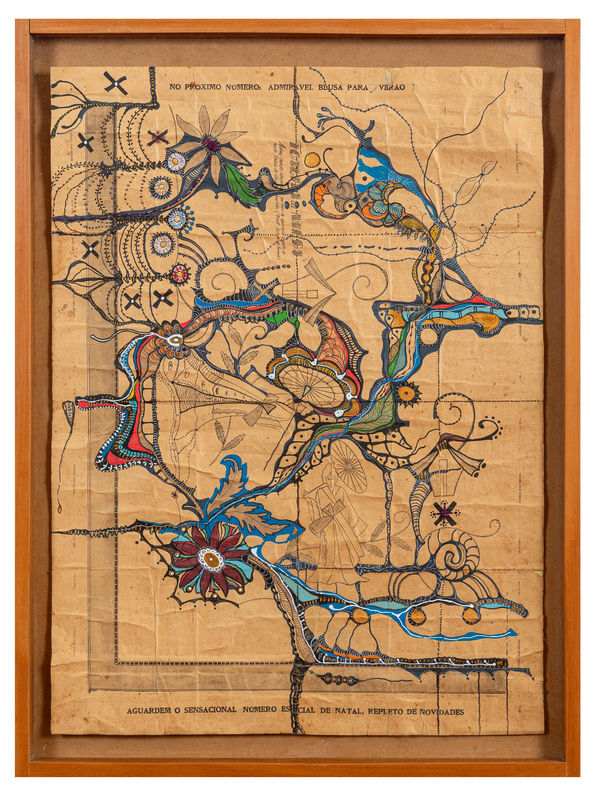 Sonia Gomes Risco do Tempo, 2012 Caneta permanente, caneta esferográfica e grafite sobre papel de apropriação. 56 x 76 cm