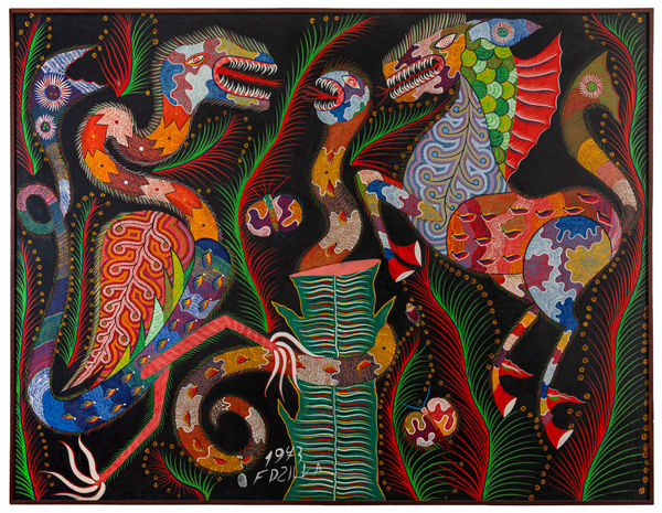 Chico da Silva Animais fantásticos, 1973 Guache sobre tela 130 x 169 cm