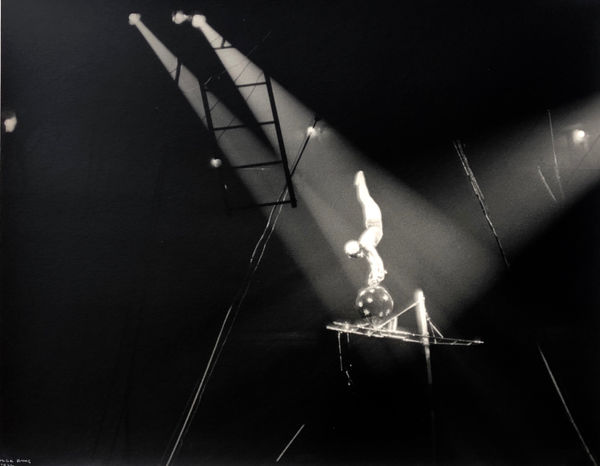 Ilse Bing - Circus Acrobat on Black Ball, New York, 1936-7