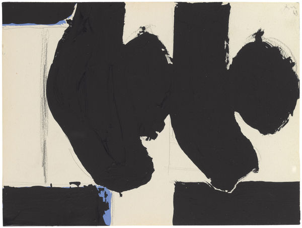 Robert Motherwell Elegy to the Spanish Republic No. 110C, 1968 Acrylic and graphite on paper 15.2 x 20.3 cms (6 x 8 ins)